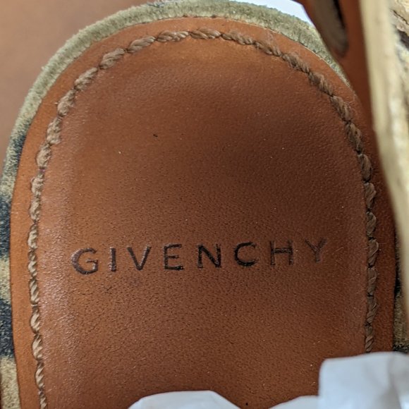 Givenchy Tan/Black Leopard Print Suede/Leather Gladiator Sandals US 6.5 - Picture 9 of 9